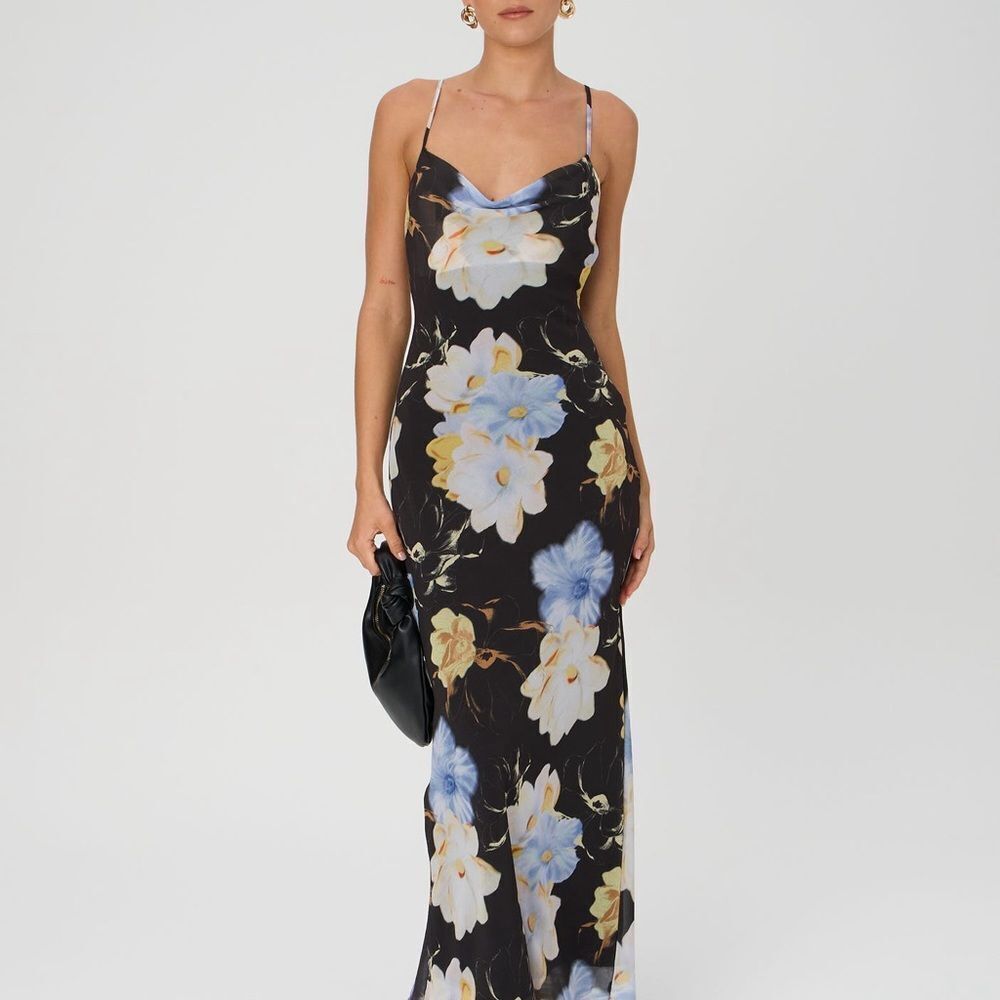 Glassons Cowl Neck Maxi Dress Soy Blooms 10 New With Tags